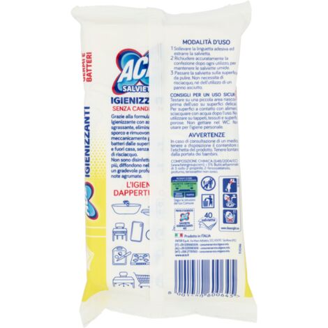 Ace Salviette Salviettine Igienizzanti Azione Sgrassante Promo 10x40pz