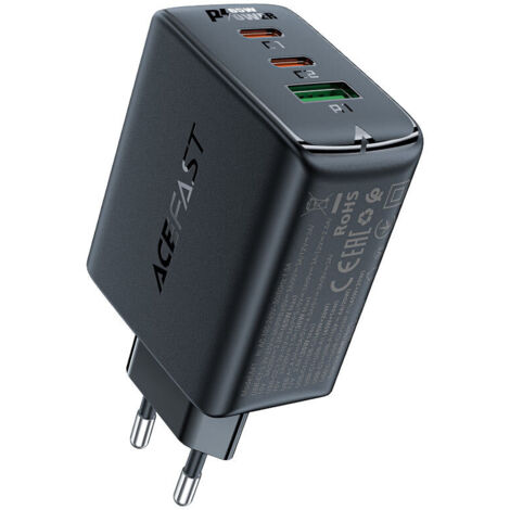 Acefast GaN Schnellladegerät (2xUSB-C / USB-A) PPS / PD / QC4+ 65W Schwarz (A41)