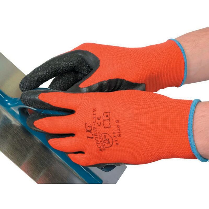 Acegrip Lite Palm-side Coated Red/Black Gloves - Size 10 - Red