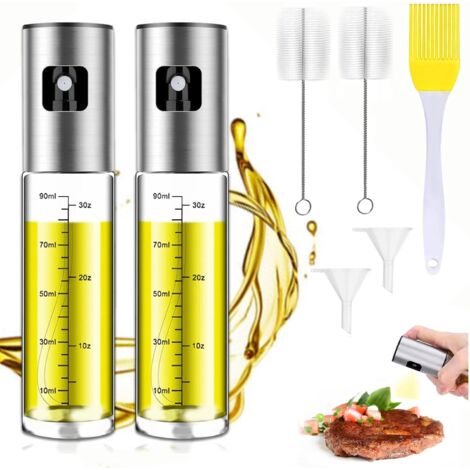 Aceite de cocina en aerosol, 2 piezas, 100 ml, aceite de cocina en aerosol, aceite de oliva en aerosol, botella rociadora para alimentos para freidora de aire, sin goteo, vidrio con barbacoa, carne as