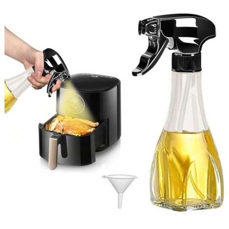 Aceite de cocina en aerosol de 240 ml, aceite de oliva en aerosol, pulverizador de aceite de cocina para freidora de aire con boquilla ajustable para asar, hornear y ensaladas.