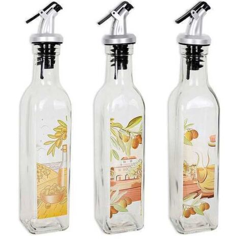 ACEITERA VIDRIO 250ML CON TAPÓN ABS ANNA SURTIDO 3 MODELOS