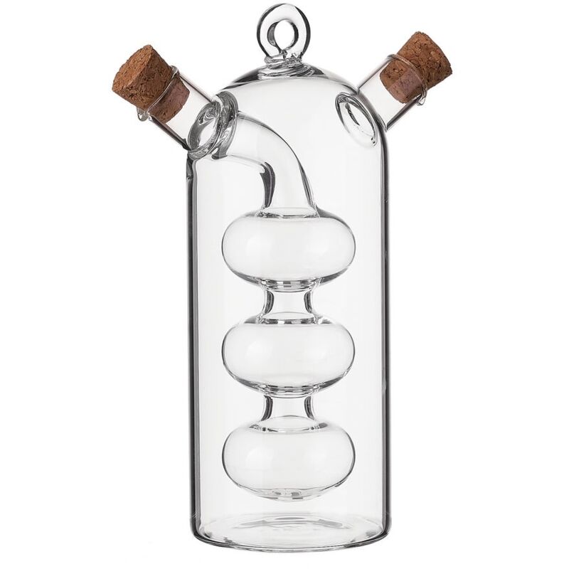 

Aceitera y vinagrera grande 2 en 1 de cristal transparente de 75+300 ml