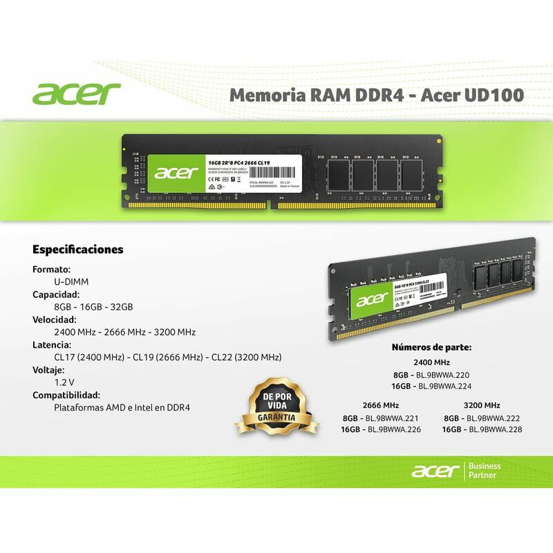 

Memoria RAM BL9BWWA226 16 GB DDR4 - Acer