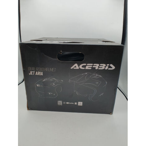 ACERBIS - Casque Jet Aria - Black/Blue - Taille M - Homologué ECE 22.06 - Écran solaire intégré - Voir photos