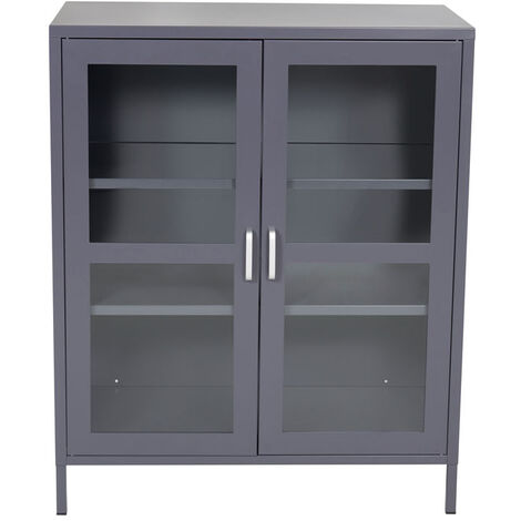 Acero Buffet 2 portes, 3 tablettes de rangement, gris clair.