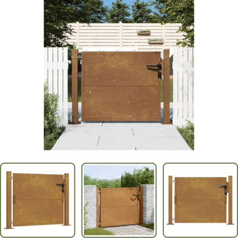 Acero corten -  Puerta de jardín 100x100 cm de acero corten