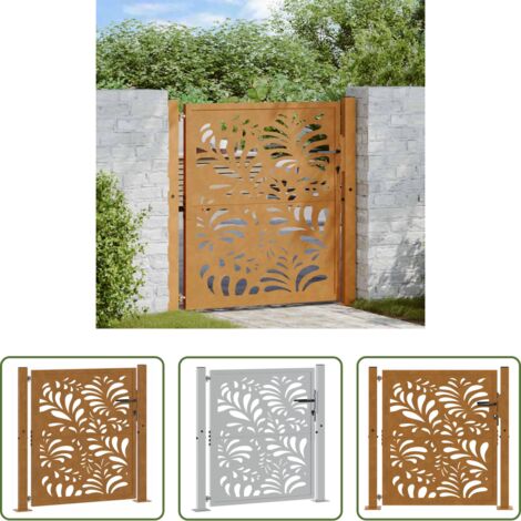 Acero corten -  Puerta de jardín 100x100 cm de acero corten con diseño ondulado