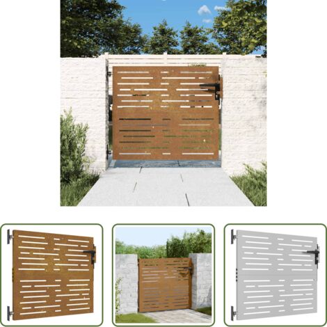 Acero corten - Puerta de jardín acero corten diseño cuadrado 85x100 cm