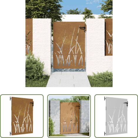 Acero Corten -  Puerta de jardín acero corten diseño hierba 85x125 cm