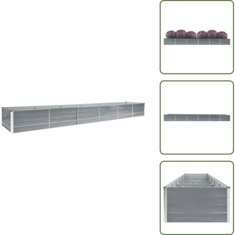 Acero galvanizado - vidaXL Arriate de jardín de acero galvanizado gris 480x80x45 cm - Planta