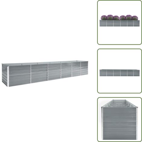 Acero galvanizado - vidaXL Arriate de jardín de acero galvanizado gris 480x80x77 cm - Planta