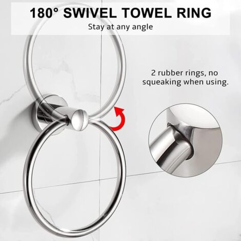 (Acero inoxidable cepillado) Toallero de aro negro mate, Toallero de aro de pared fabricado en acero inoxidable 304, Toallero