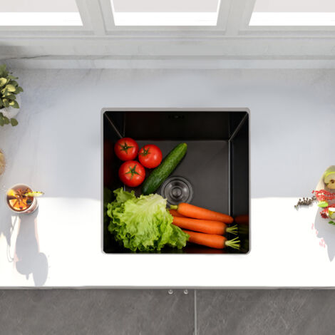 Acero inoxidable, fregadero de acero inoxidable, fregadero de cocina, fregadero con dispensador de jabón 45x45 cm, fregadero