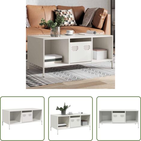 Acero laminado -  Mesa de centro acero laminado en frío blanco 101,5x50x43,5 cm