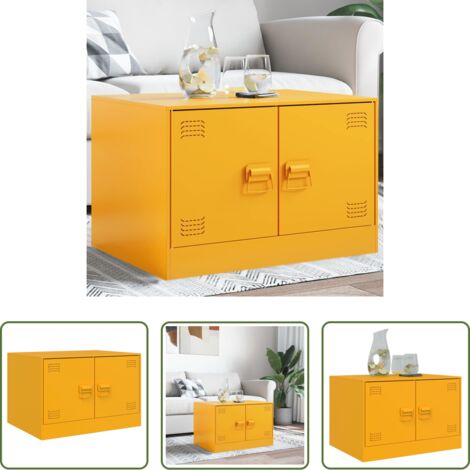 Acero -  Mesa de centro de acero amarillo mostaza 67x50x44 cm