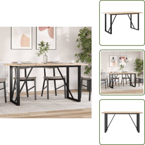 Acero - vidaXL Mesa de comedor marco O madera maciza pino acero 160x80x75,5 cm - Mesa de comedor marco O