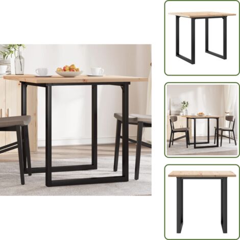 Acero - vidaXL Mesa de comedor marco O madera maciza pino y acero 90x90x75,5cm - Mesa de comedor marco O