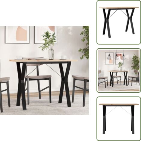Acero - vidaXL Mesa de comedor marco Y madera maciza pino acero 100x50x75,5 cm - Mesa de comedor con marco Y