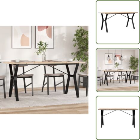 Acero - vidaXL Mesa de comedor marco Y madera maciza pino acero 140x80x75,5 cm - Mesa de comedor con marco