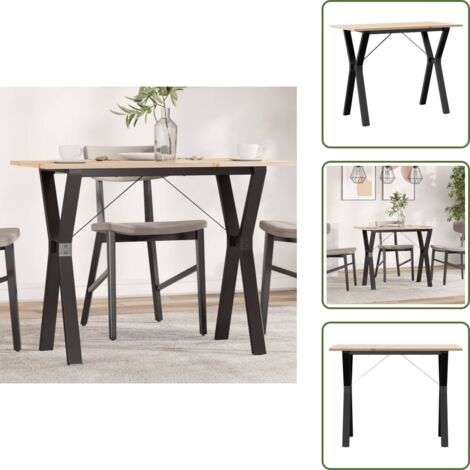 Acero - vidaXL Mesa de comedor marco Y madera maciza pino y acero 100x50x75cm - Mesa de comedor en forma de Y