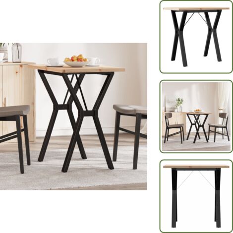 Acero - vidaXL Mesa de comedor marco Y madera maciza pino y acero 80x50x75,5cm - Mesa de comedor con marco Y