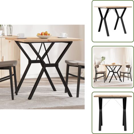 Acero - vidaXL Mesa de comedor marco Y madera maciza pino y acero 80x80x75,5cm - Mesa de comedor con marco Y