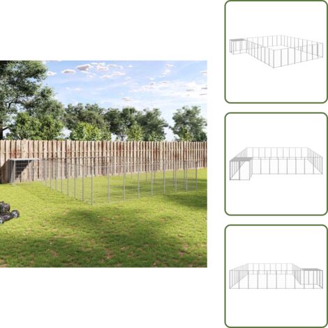 Acero - vidaXL Perrera plateada 25,41 m² acero - Polietileno