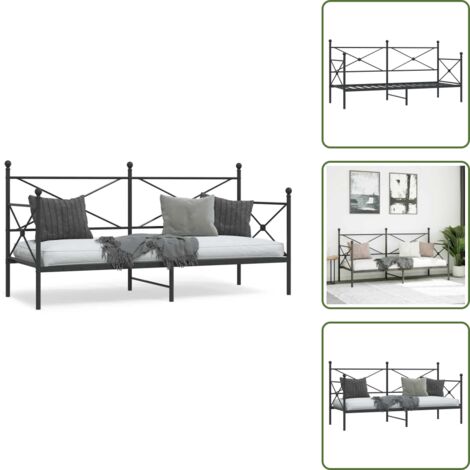 Acero - vidaXL Sofá cama sin colchón terciopelo negro 90x200 cm acero - Sofá cama sin colchón