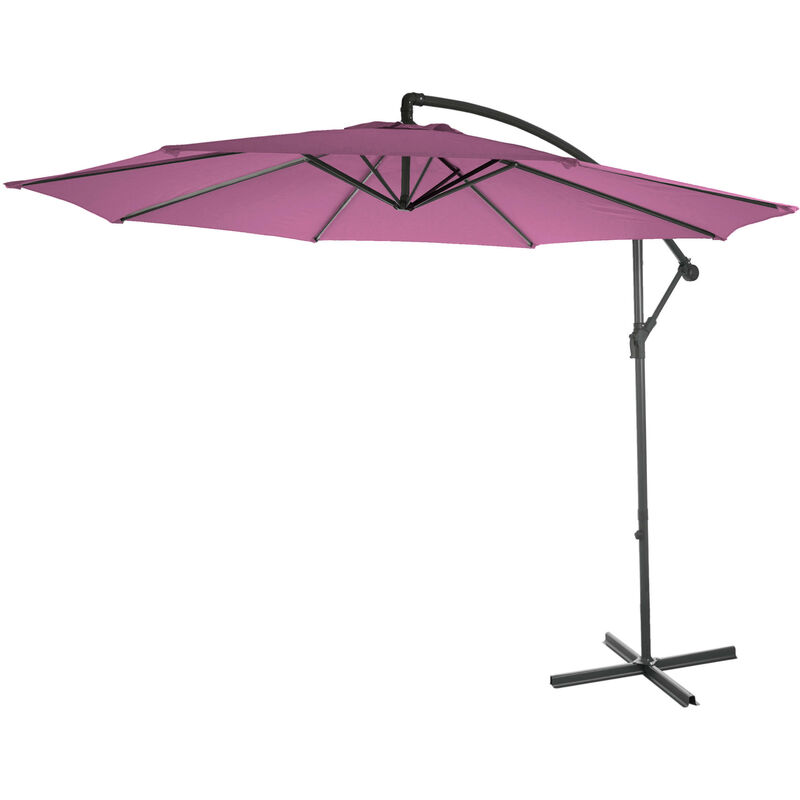 Parasol Acerra, parasol parasol, ø 3m inclinable, polyester/acier 11kg - rouge lavande sans socle
