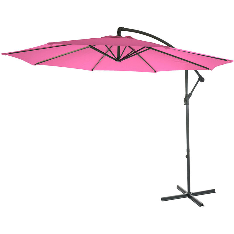 Parasol Acerra, parasol parasol, ø 3m inclinable, polyester/acier 11kg - rose sans socle