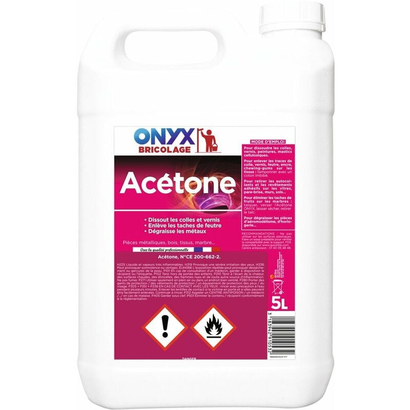Acétone bidon 5 litres Onyx