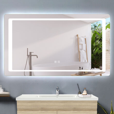 main image of "Acezanble 80x60cm anti-fog bathroom mirror, horizontal or vertical LED mirror, double touch switch"