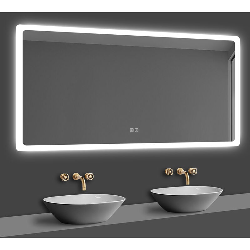 Miroir lumineux de salle de bain regtanglaire avec Bluetooth et 3 Couleurs 70x50cm - Acezanble