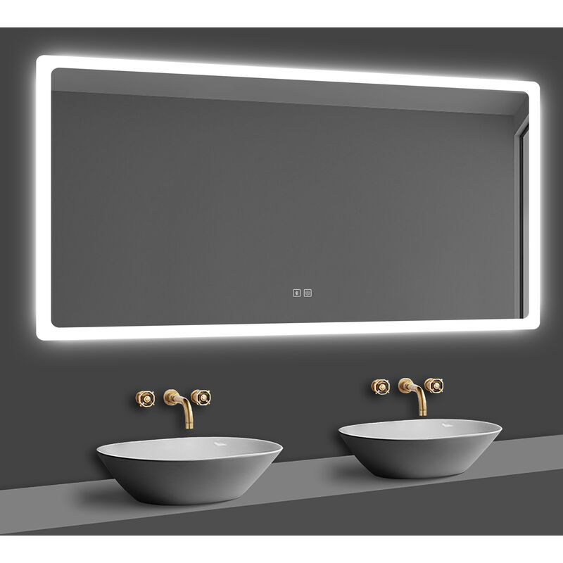 Miroir lumineux de salle de bain regtanglaire avec Bluetooth et 3 Couleurs 100x60cm - Acezanble
