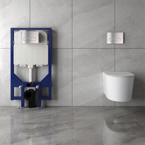Acezanble 5 in 1 1.14M Concealed Cistern & Rimless Wall Hung Toilet Set