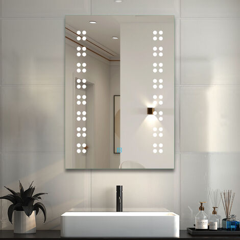 Acezanble 500X700mm Illuminated Bathroom Mirrors with LED Lights, Anti-fog, Touch Switch, 6000K Cool White Light, LED Mirror for Makeup,Shaving