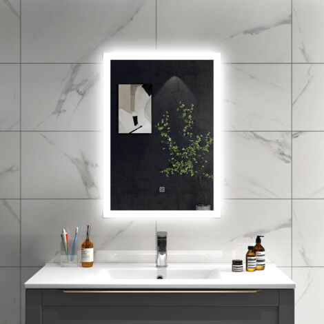 Acezanble 70 x 50 cm Cold White Light Bathroom LED Mirror with Anti-fog, Horizontal or Vertical, Memory Function