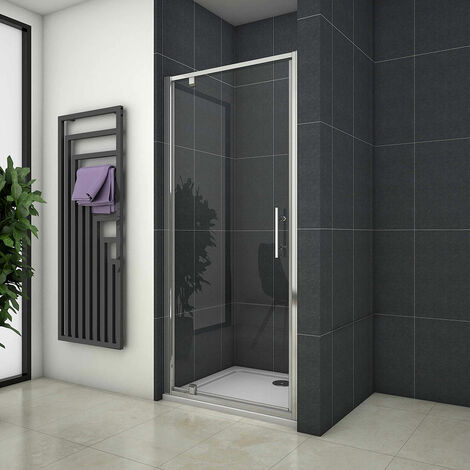 Acezanble 700x1900mm Pivot Hinge Shower Door 5mm Safety Glass with 800x700mm Shower Tray Free Waste
