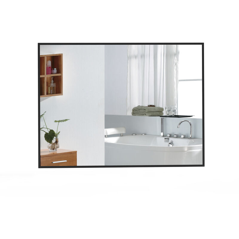 70x50cm Miroir slle de bain avec cadre noir en aluminium - Miroir rectangulaire - Acezanble