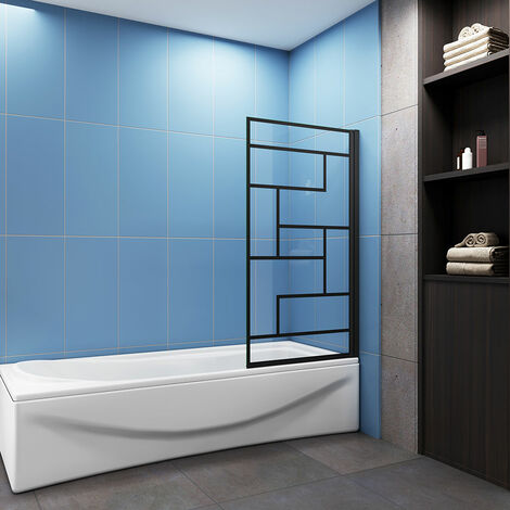 Acezanble 800x1400mm matt black frame unique design Pivot Shower Bath Screen