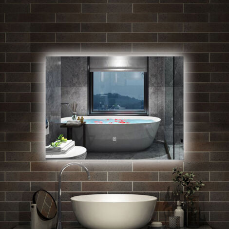 Acezanble Backlit LED Bathroom Mirror 70X50cm Illuminated Wall Mirror with Dimmable Lights Touch Switch Wall Switch
