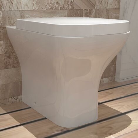 Acezanble Bathroom Back to Wall Toilet Modern Pan Square Soft Close Seat WC