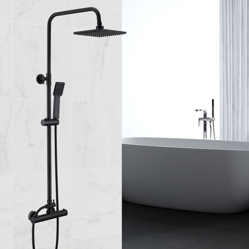 Acezanble Bathroom Cool Touch Thermostatic Mixer Shower Set Square