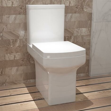 Acezanble Bathroom Square White Ceramic Modern Close Coupled Toilet WC