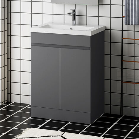 Acezanble Bathroom Vanity Unit & Basin Sink 500mm Floor Standing Door White