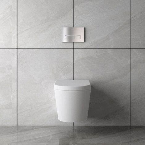 Acezanble Bathroom White Ceramic Rimless Wall Hung Toilet & Soft Close Seat Modern WC Pan
