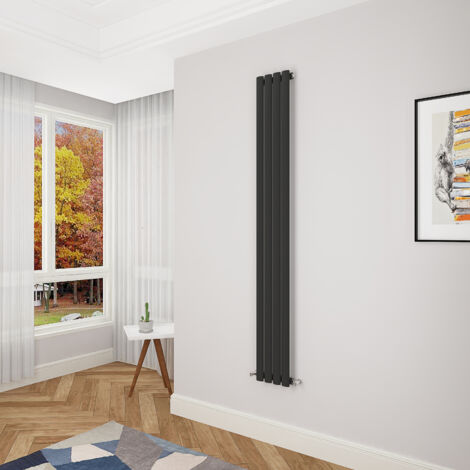 Acezanble Black Oval Column Radiator 1800 x 236mm Single Panel