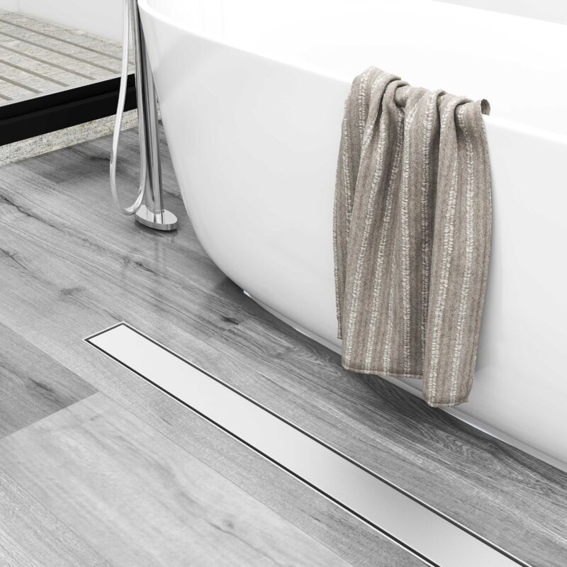 Caniveau de Douche en acier inoxydable italien Drain de sol, 140cm de long 2-en-1 + hauteur ajustable avec filtre anti-odeur - Acezanble