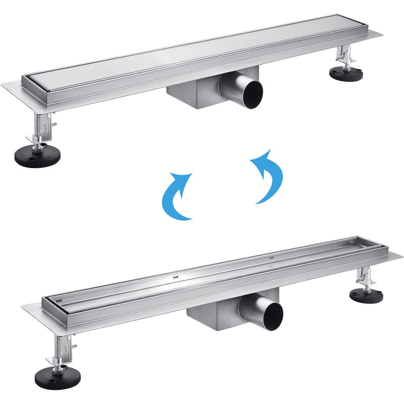 Caniveau de Douche Italienne en Acier Inox Siphon Sol d'évacuation pour Salle de Bain Rectangulaire à Carreler 130 cm - Acezanble